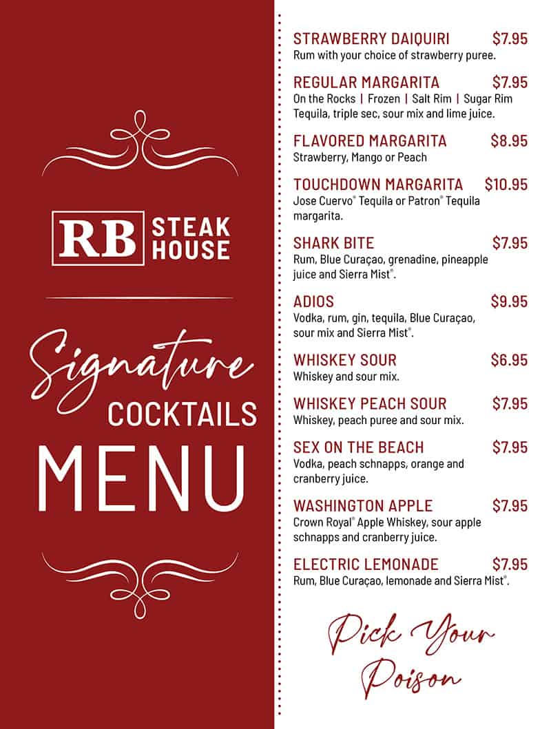 RB Steakhouse Drink Menu